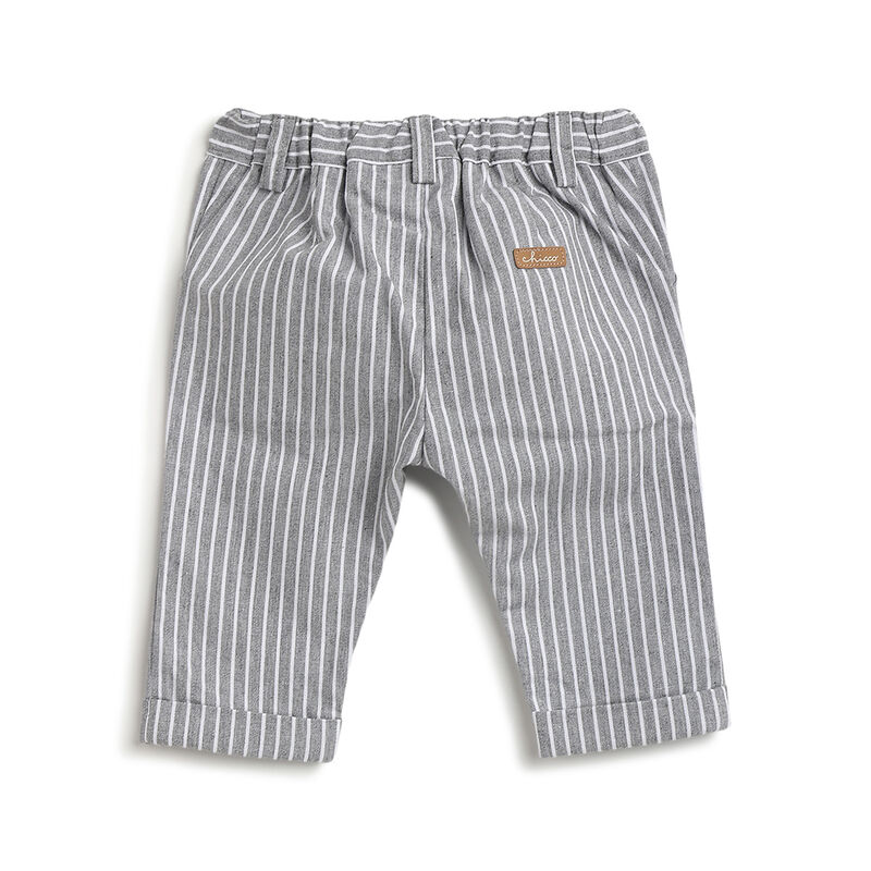 Boys Medium Grey Striped Trouser image number 1